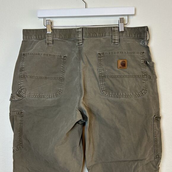 Carhartt Pants Men’s 38x32 Loose Original Fit Canvas Work Dungaree Leather Patch - Picture 9 of 15